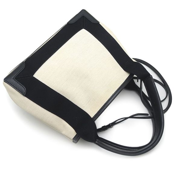 Balenciaga Navy Cabas XS Handbag Canvas Calf Ivory Black - Picture 3 of 8